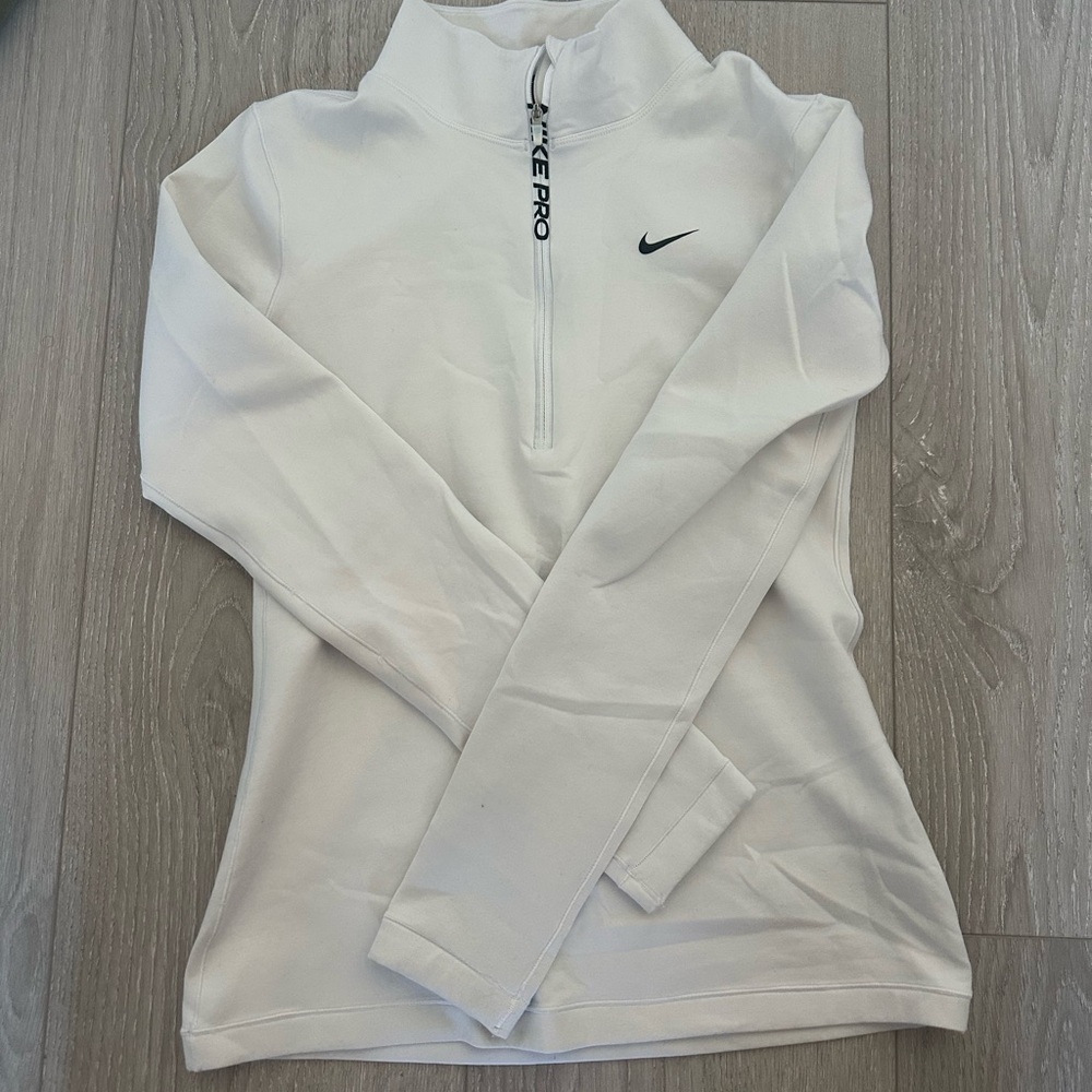 Womans Dri Fit Nike Pro White 1/4 Zip